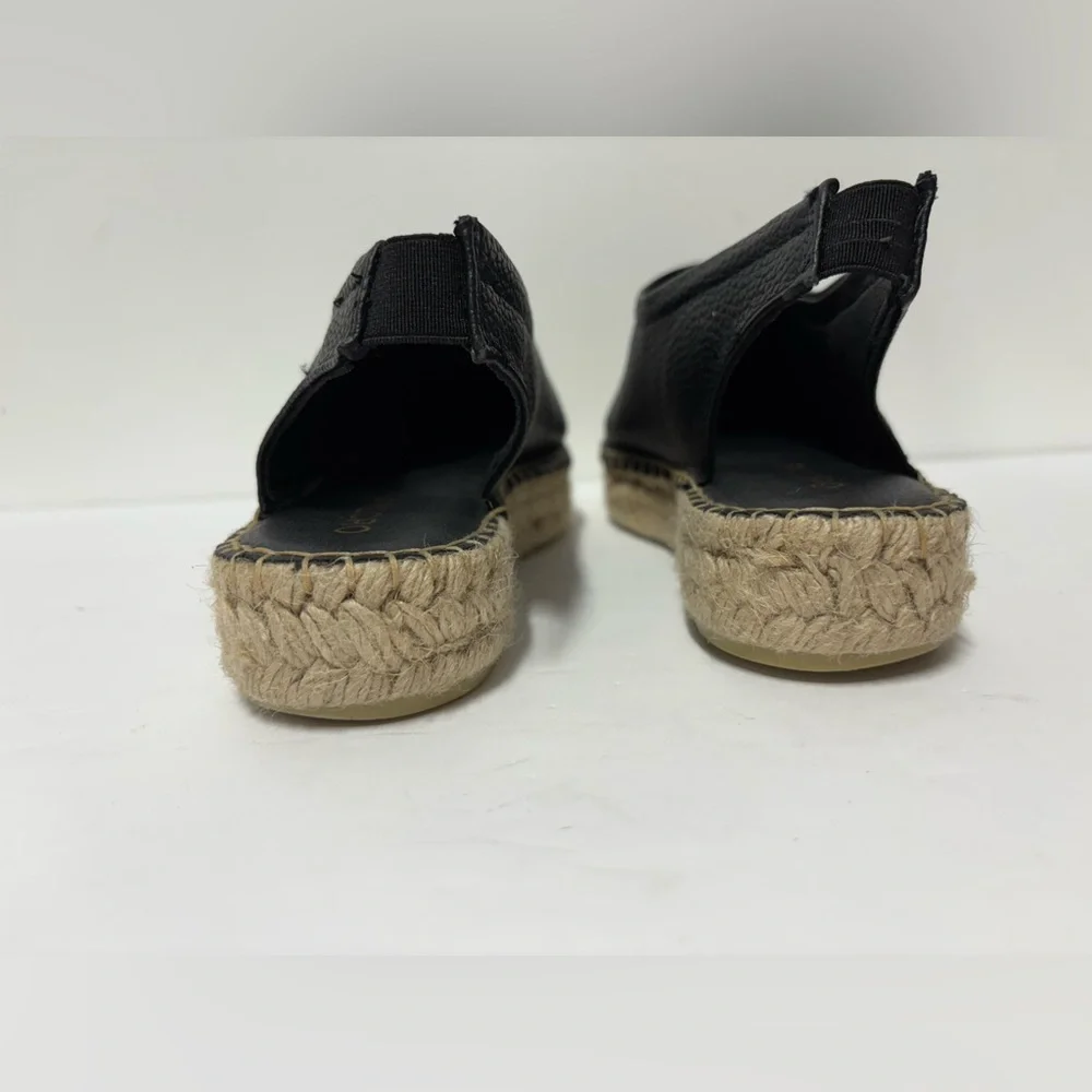 ANTHROPOLOGIE Pilcro SlingbackBlack Leather Tan Espadrille Flats Womens 37 6-6.5